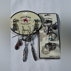 Idyllwind Silver Jewelry Set with Turquoise and Red Accents